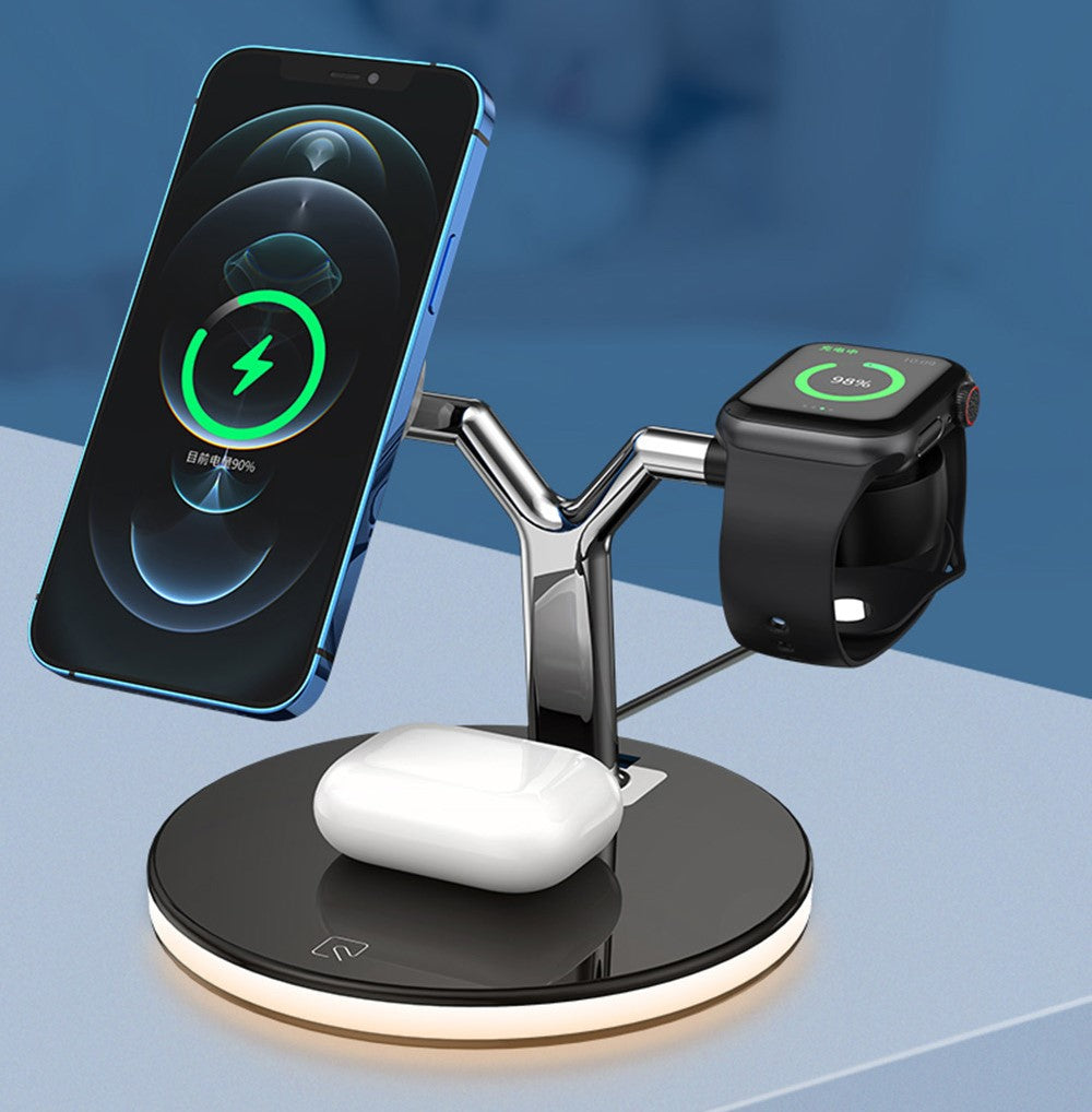 Carregador Magnético 3 em 1 para Apple com Luz LED