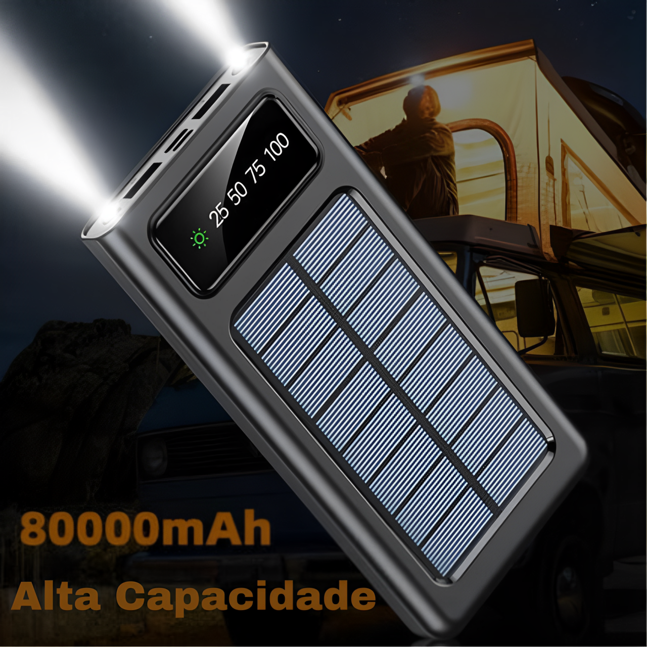 Carregador Portátil Solar de Alta Capacidade 200.000mAh