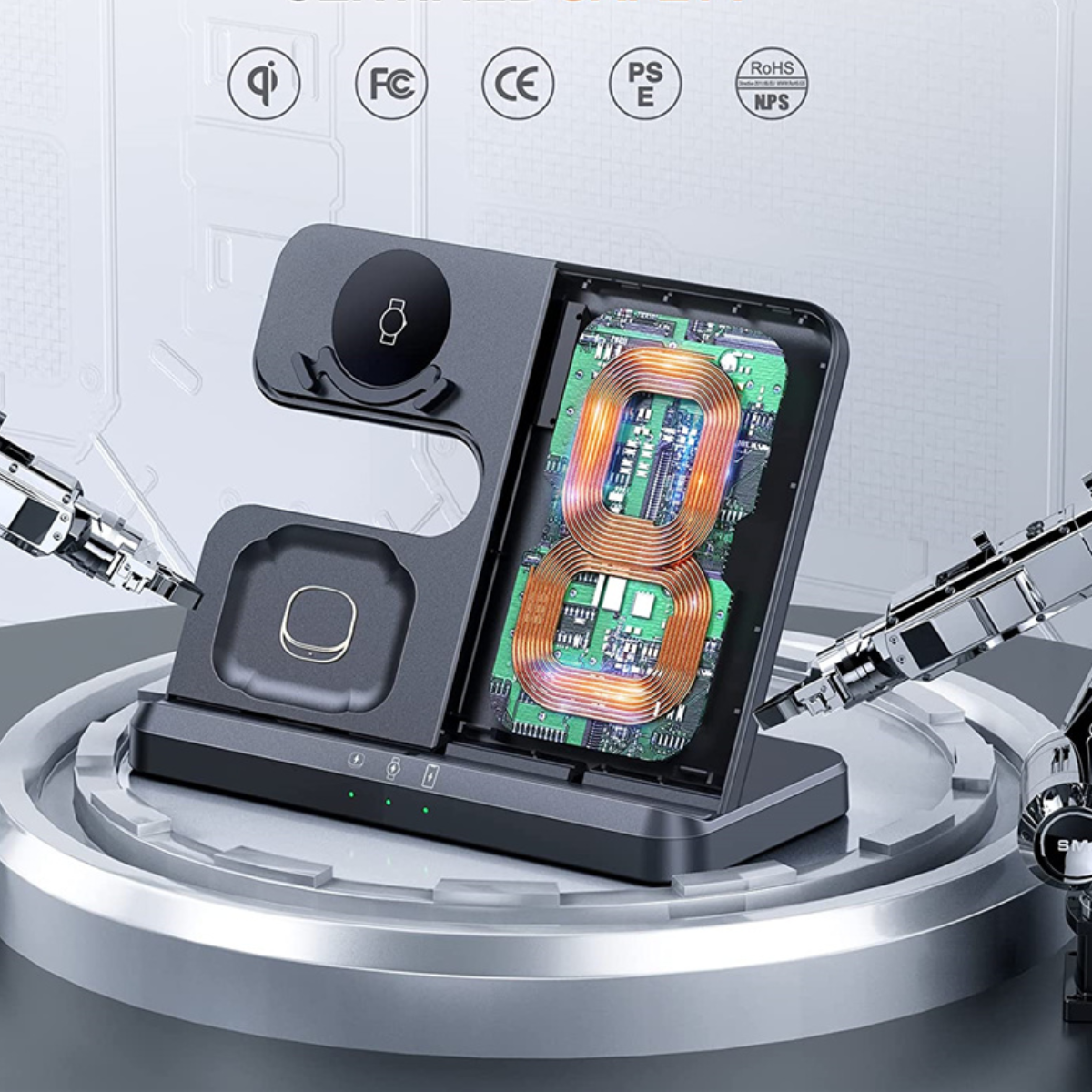 Carregador Sem Fio 3 em 1 para Dispositivos Samsung - Carregamento Rápido e Eficiente