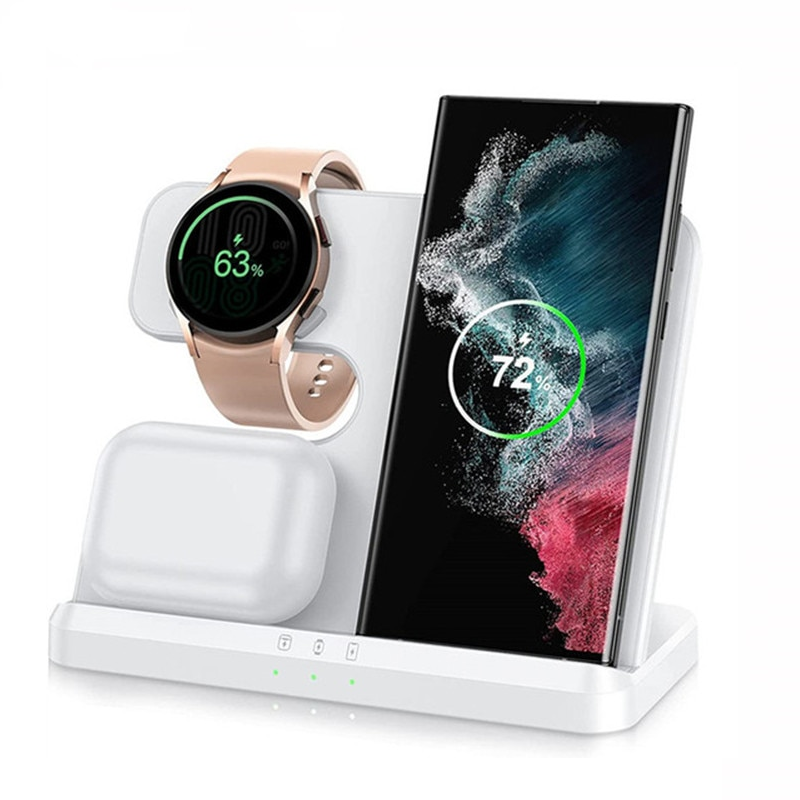 Carregador Sem Fio 3 em 1 para Dispositivos Samsung - Carregamento Rápido e Eficiente