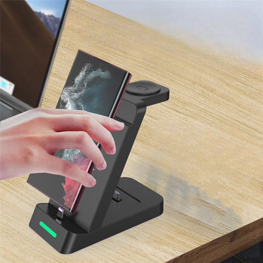 Carregador Sem Fio 3 em 1 para Dispositivos Samsung - Design Minimalista