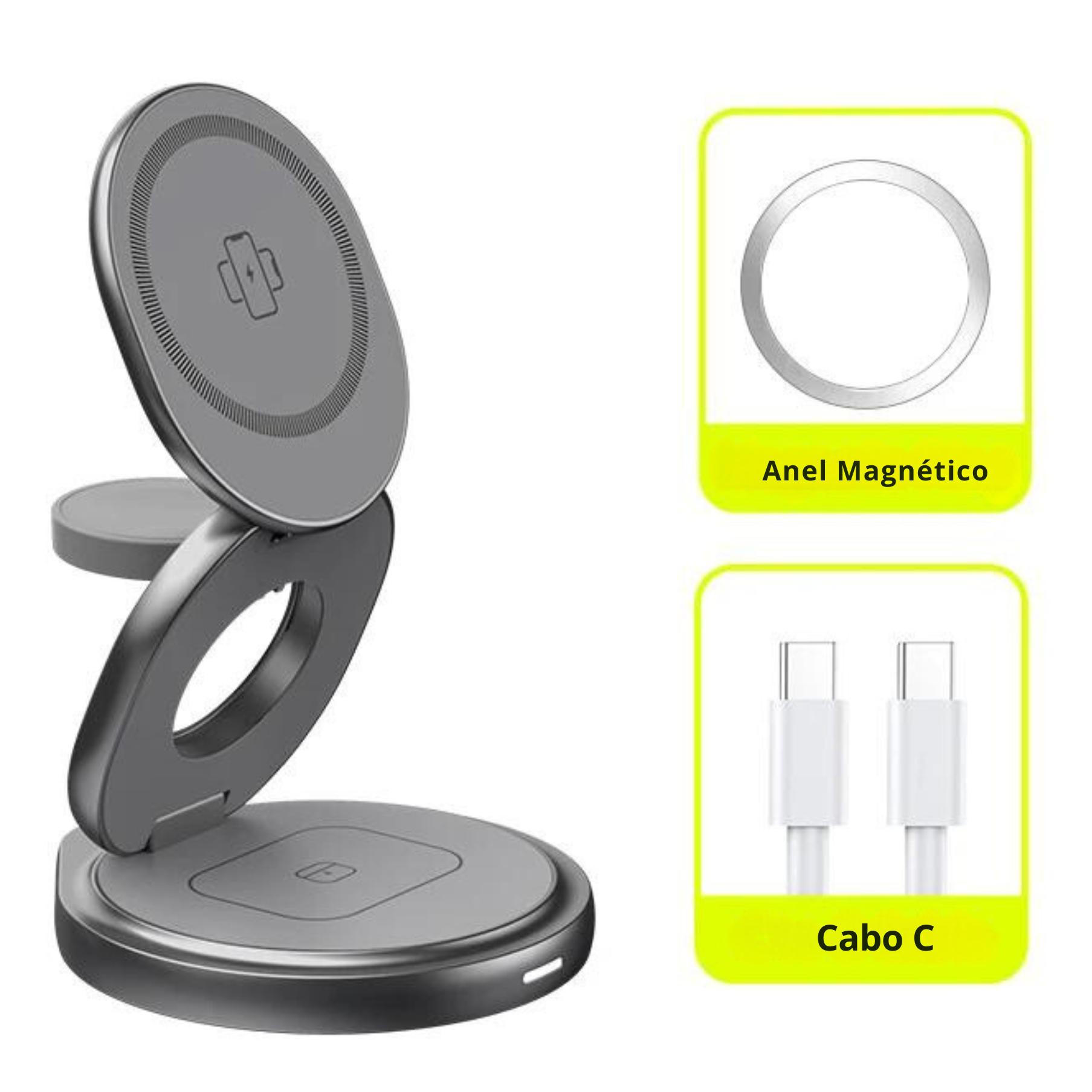 Carregador Sem Fio 3 em 1 para iPhone, Apple Watch e AirPods