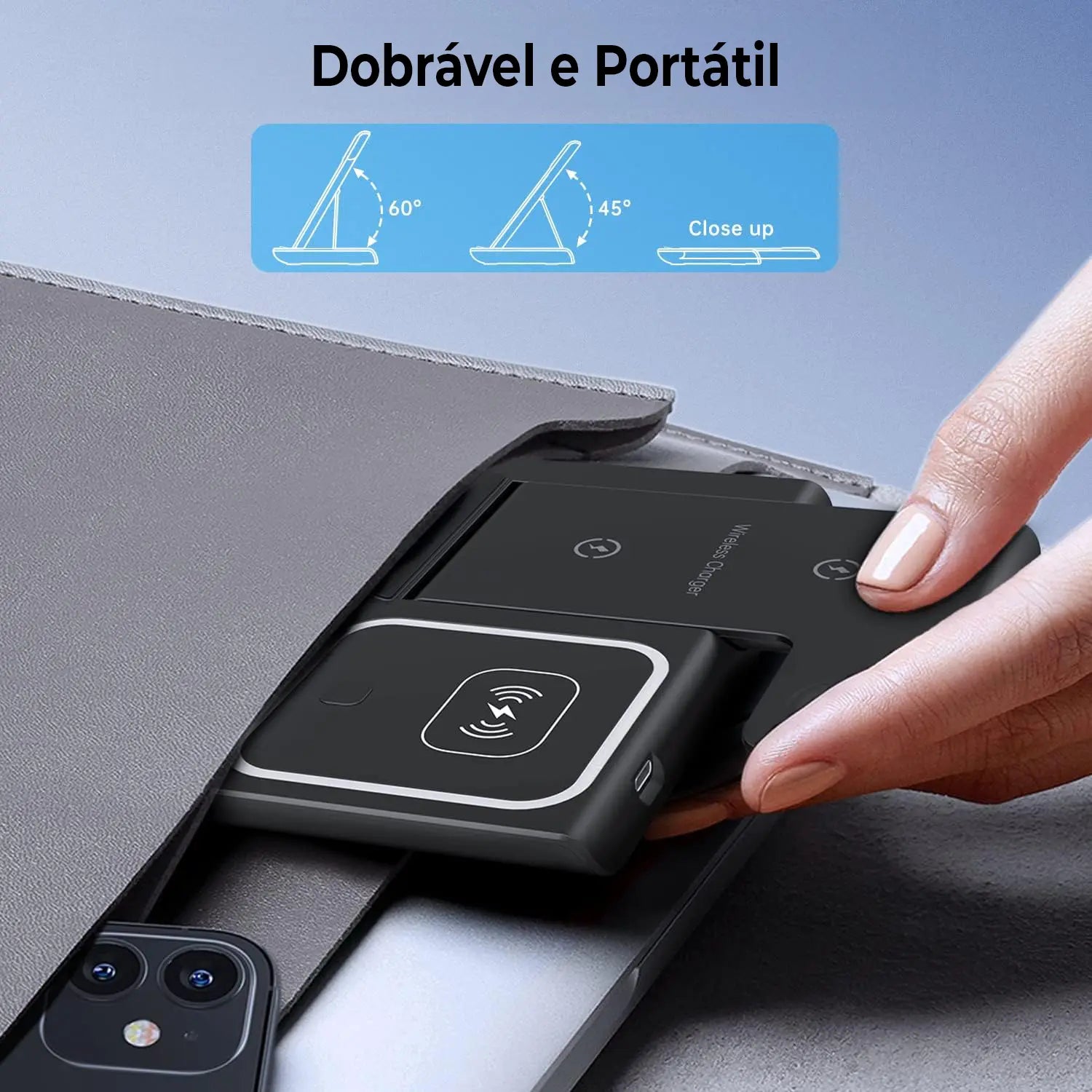 Carregador Sem Fio 3 em 1 para iPhone - Base de Carregamento Multifuncional