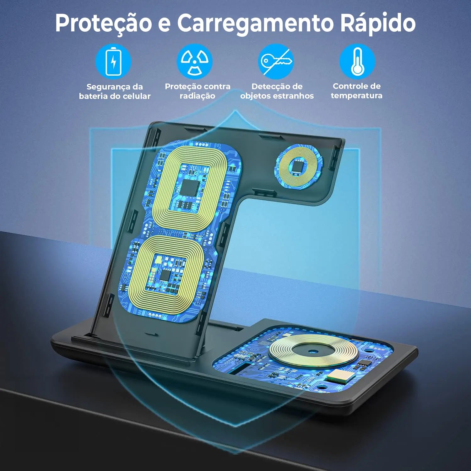 Carregador Sem Fio 3 em 1 para iPhone - Base de Carregamento Multifuncional