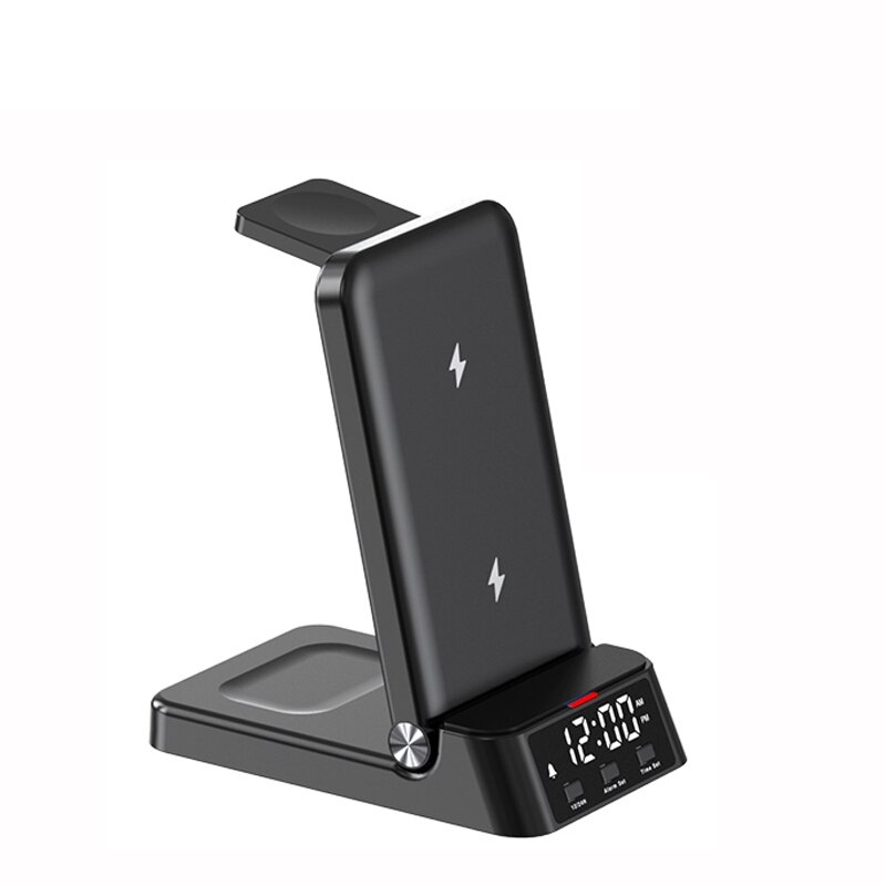Carregador Sem Fio 4 em 1 com Relógio LED - Fast Charger Multifuncional