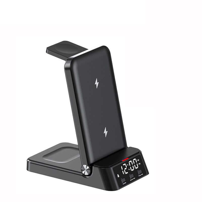 Carregador Sem Fio 4 em 1 com Relógio LED - Fast Charger Multifuncional