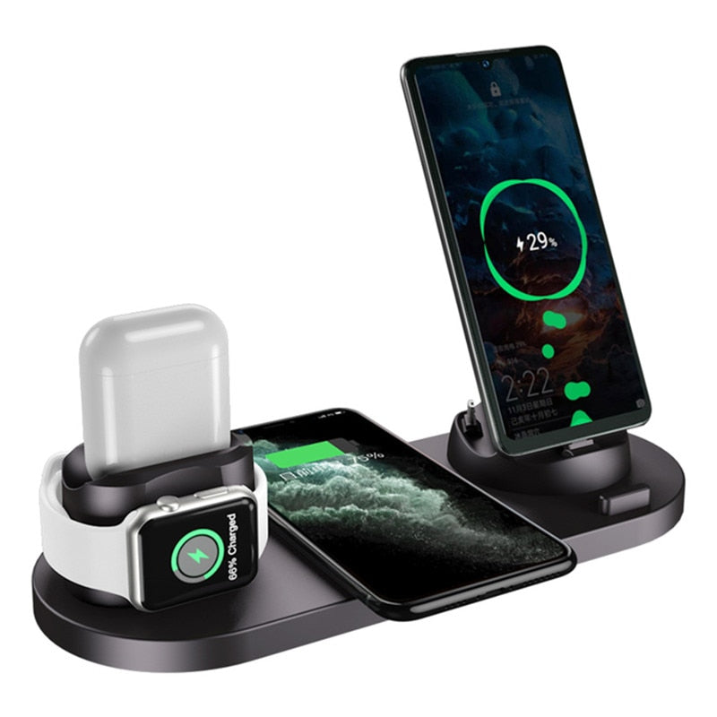 Carregador Sem Fio 7 em 1 - Carregamento Rápido 2.0 para Dispositivos Móveis