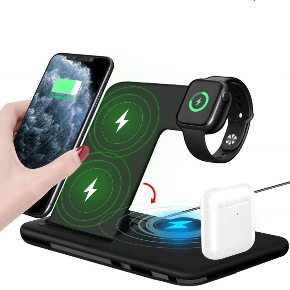 Carregador Sem Fio Dobrável 4 em 1 com Tecnologia de Carregamento Rápido