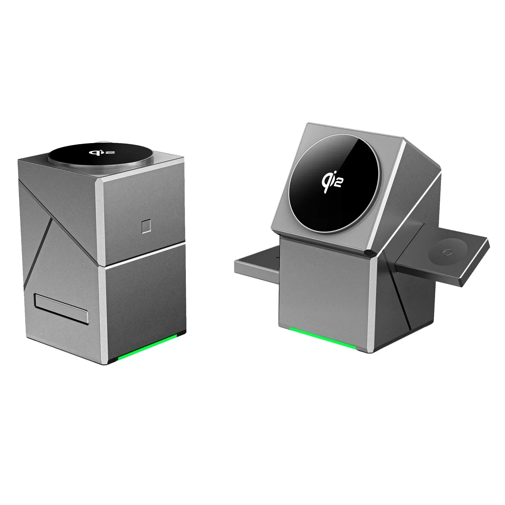 Carregador Sem Fio Qi2 3 em 1 com Base Rotativa Automática