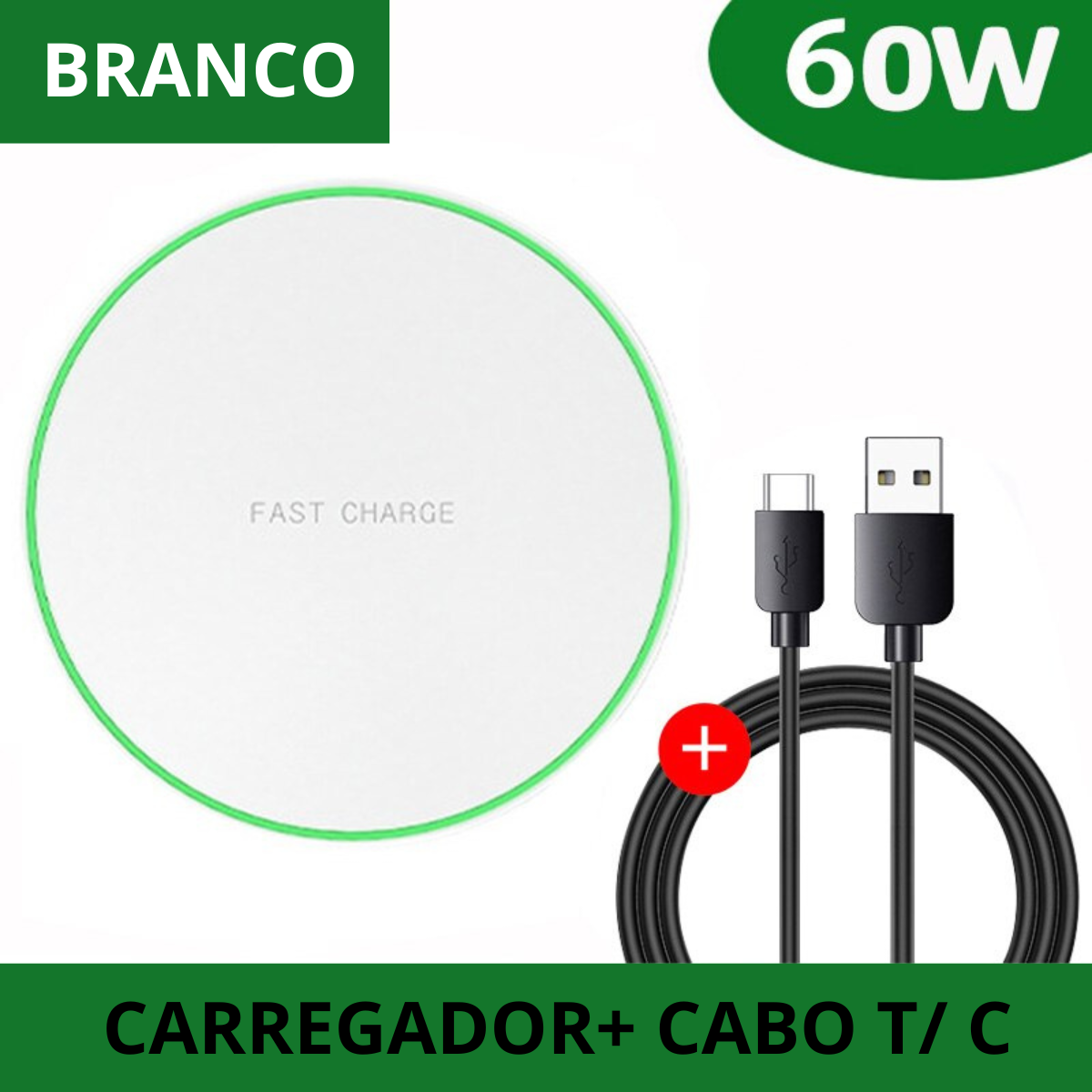 Carregador Sem Fio Rápido 60W - Carregamento Eficiente e Prático
