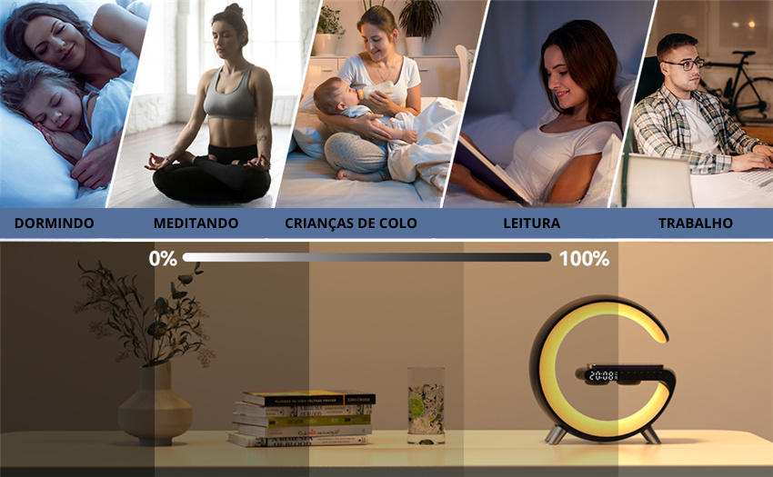 Carregador Sem Fio Rápido com Luz LED RGB - Carregamento Eficiente