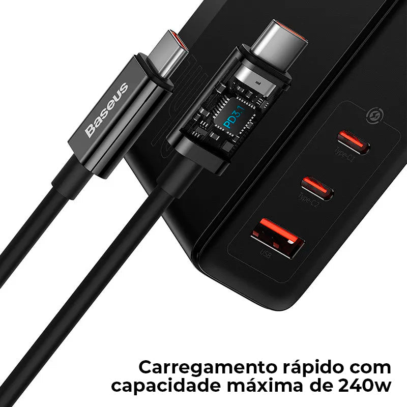Carregador Triplo GaN 5 PRO 140W da Baseus - Carregamento Rápido e Eficiente