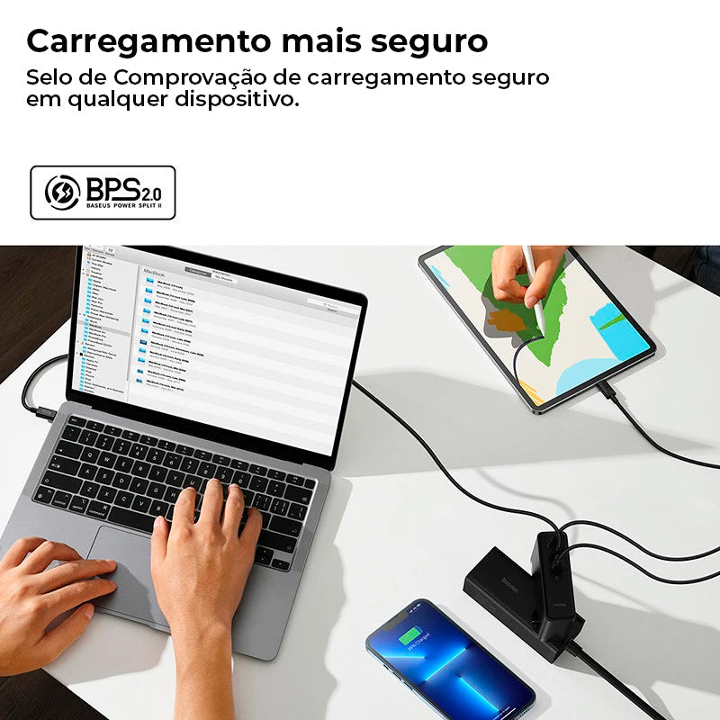 Carregador Triplo GaN 5 PRO 140W da Baseus - Carregamento Rápido e Eficiente