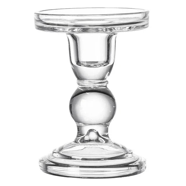 Castiçal de Pilar em Vidro Transparente para Decoração