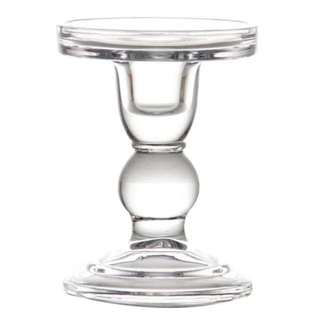 Castiçal de Pilar em Vidro Transparente para Decoração