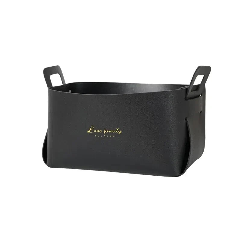 Cesta Organizadora Minimalista de Couro para Armazenamento