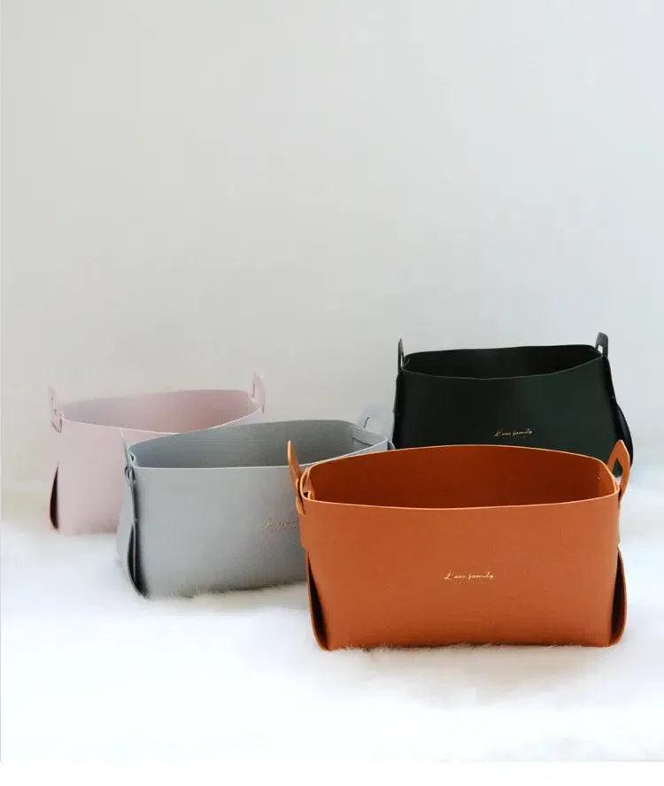 Cesta Organizadora Minimalista de Couro para Armazenamento