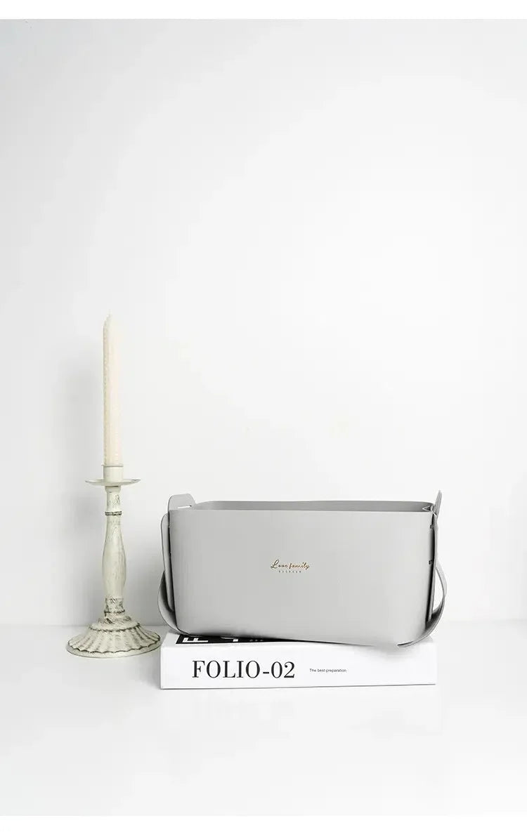 Cesta Organizadora Minimalista de Couro para Armazenamento