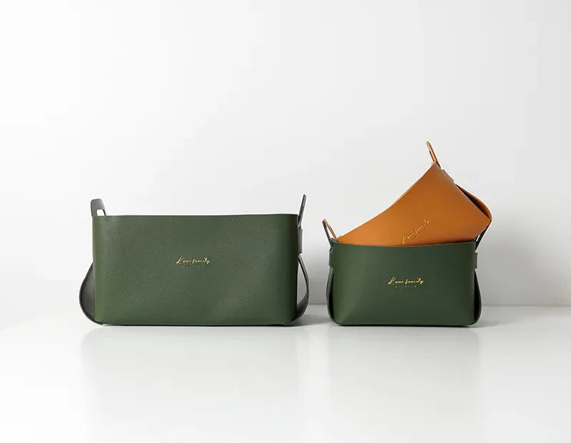 Cesta Organizadora Minimalista de Couro para Armazenamento