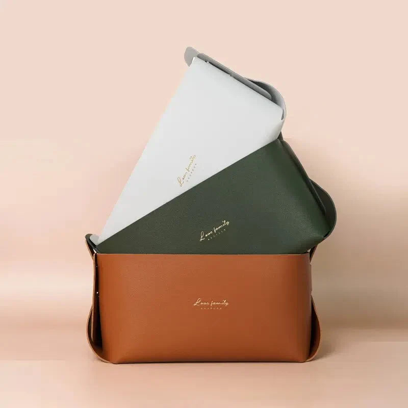 Cesta Organizadora Minimalista de Couro para Armazenamento