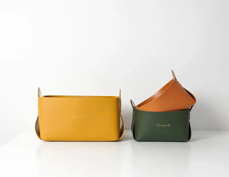 Cesta Organizadora Minimalista de Couro para Armazenamento