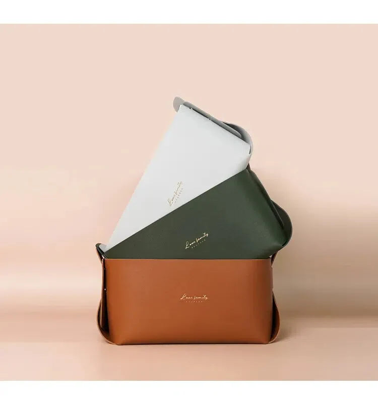 Cesta Organizadora Minimalista de Couro para Armazenamento