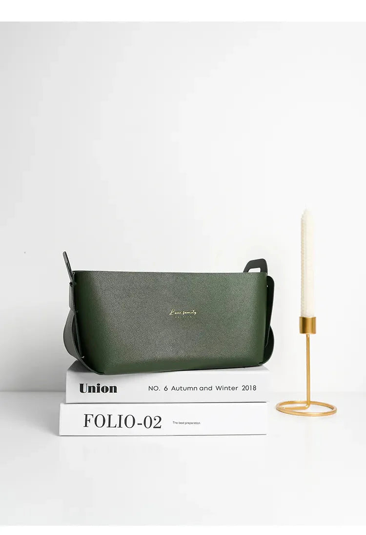 Cesta Organizadora Minimalista de Couro para Armazenamento