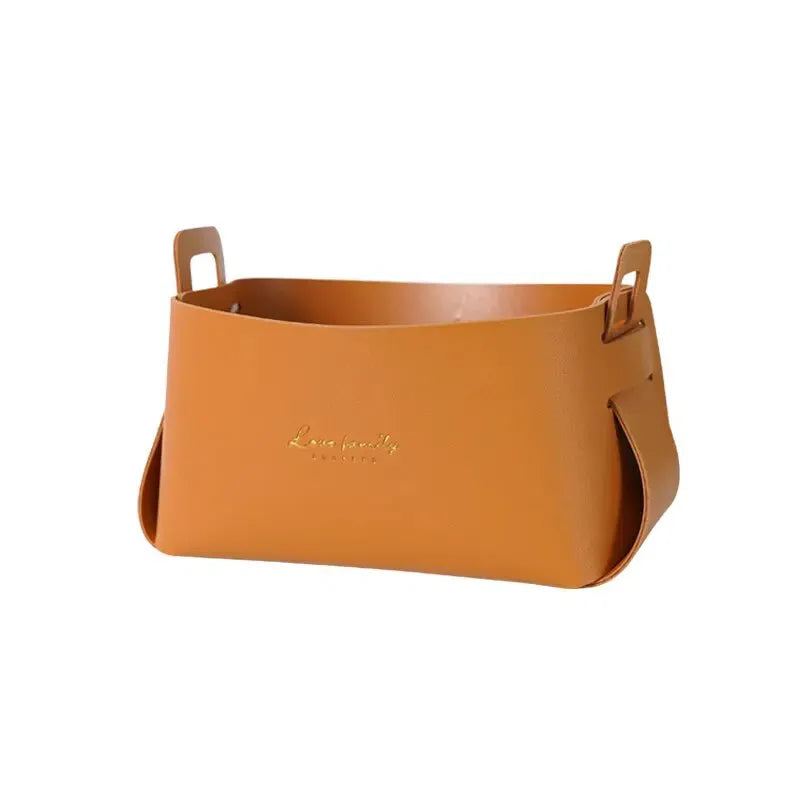 Cesta Organizadora Minimalista de Couro para Armazenamento