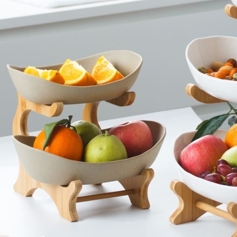 Fruteira de Mesa Cesta de Bambu Chique - Fruteira Decorativa