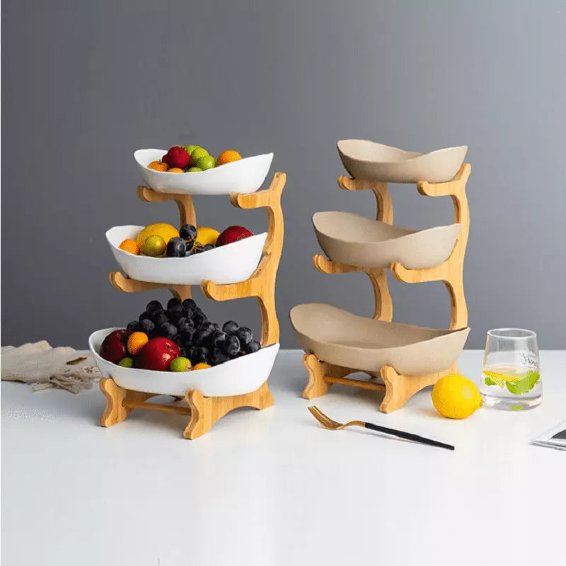 Fruteira de Mesa Cesta de Bambu Chique - Fruteira Decorativa
