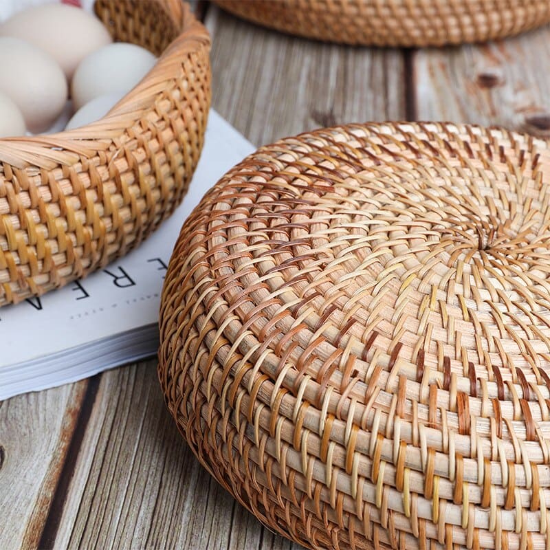Cesta de Vime de Rattan Artesanal para Decoração e Armazenamento
