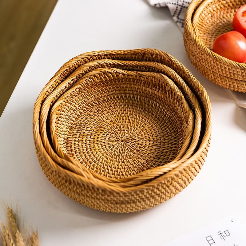 Cesta de Vime de Rattan Artesanal para Decoração e Armazenamento