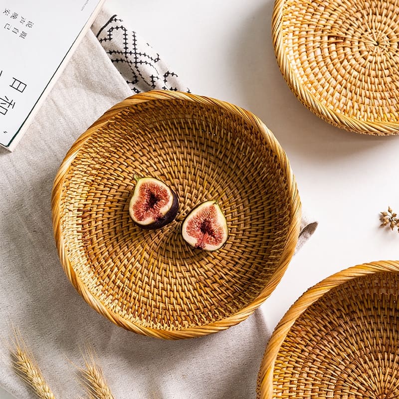 Cesta de Vime de Rattan Artesanal para Decoração e Armazenamento