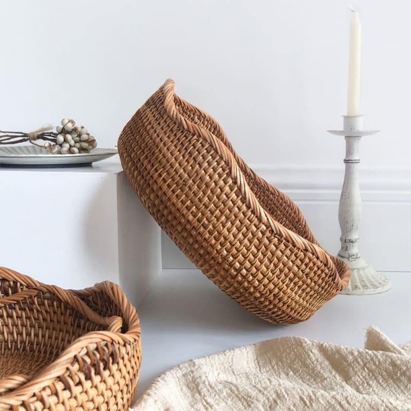 Cesta de Vime de Rattan Artesanal para Decoração e Armazenamento
