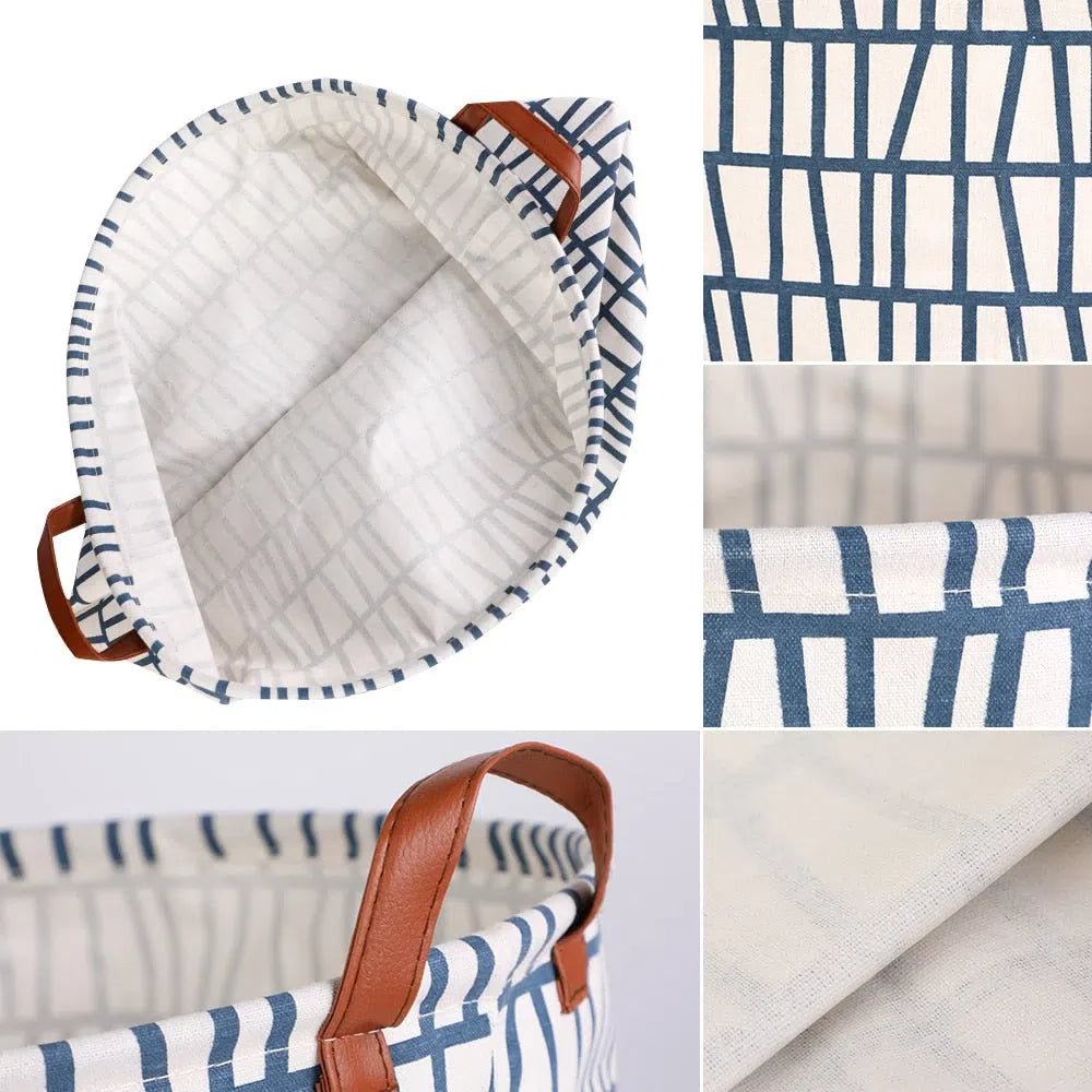 Cesto Organizador Dobrável com Alças de Couro para Armazenamento