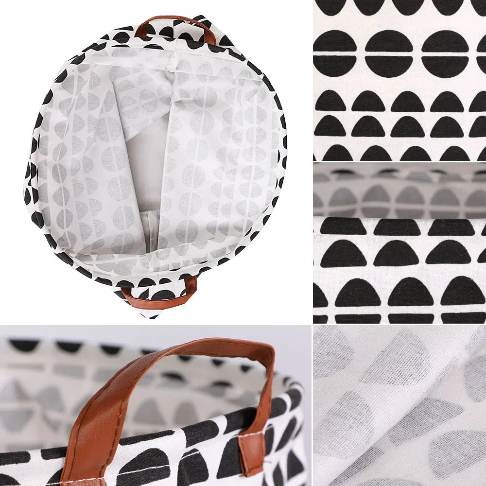 Cesto Organizador Dobrável com Alças de Couro para Armazenamento