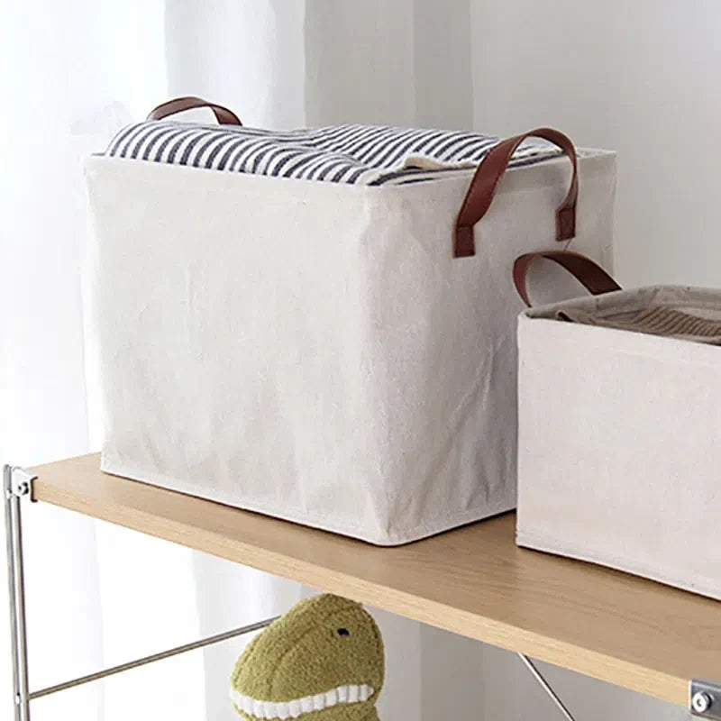 Cesto Organizador de Couro com Alças para Armazenamento