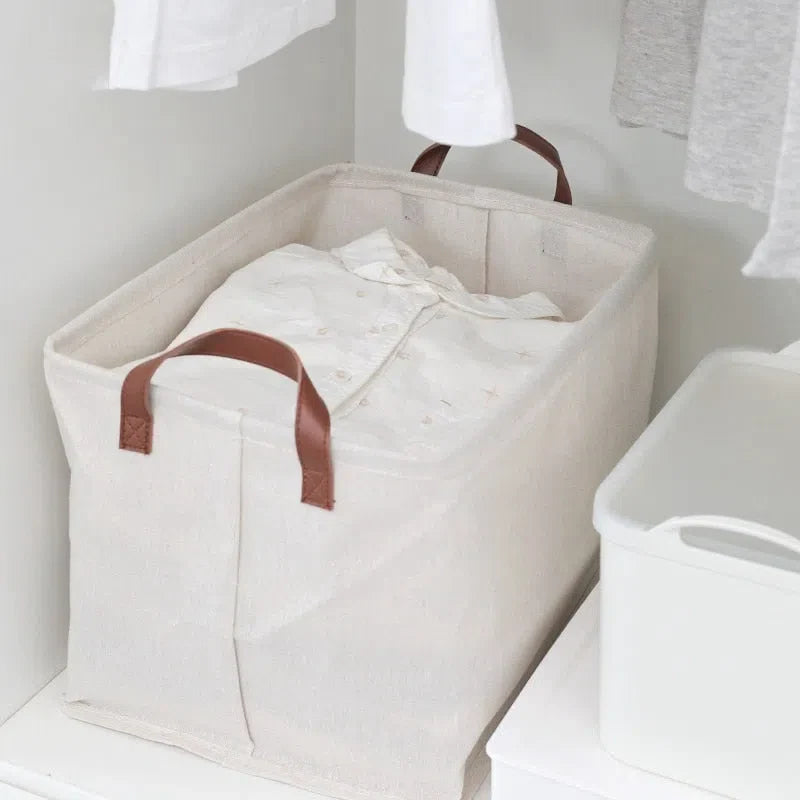 Cesto Organizador de Couro com Alças para Armazenamento