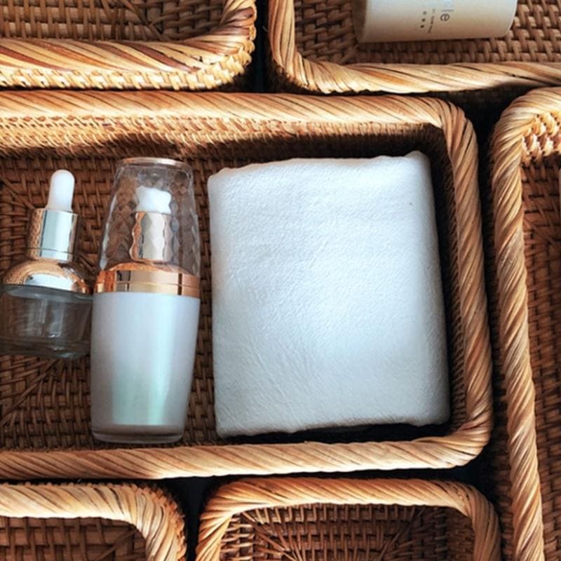 Cesto de Palha Rattan Artesanal Feito à Mão