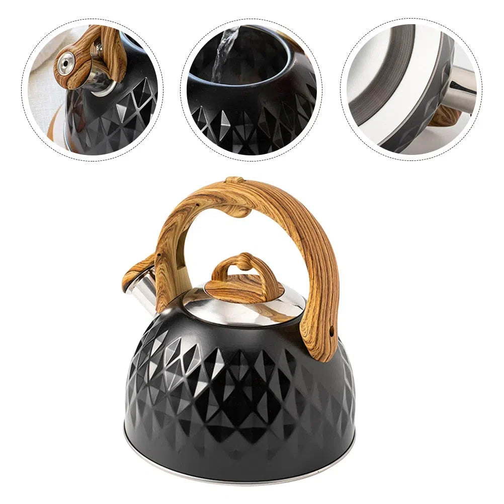 Chaleira Geométrica de Aço Inox Preta - 3 Litros