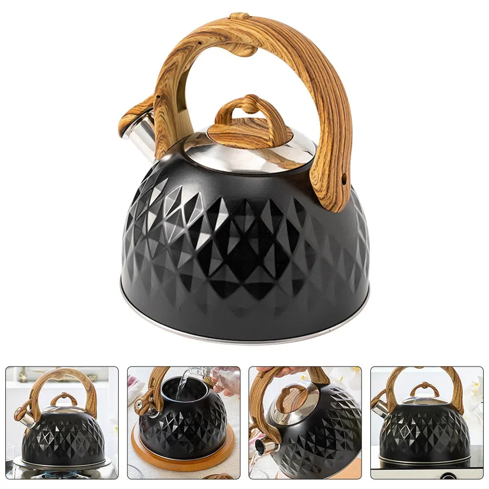 Chaleira Geométrica de Aço Inox Preta - 3 Litros