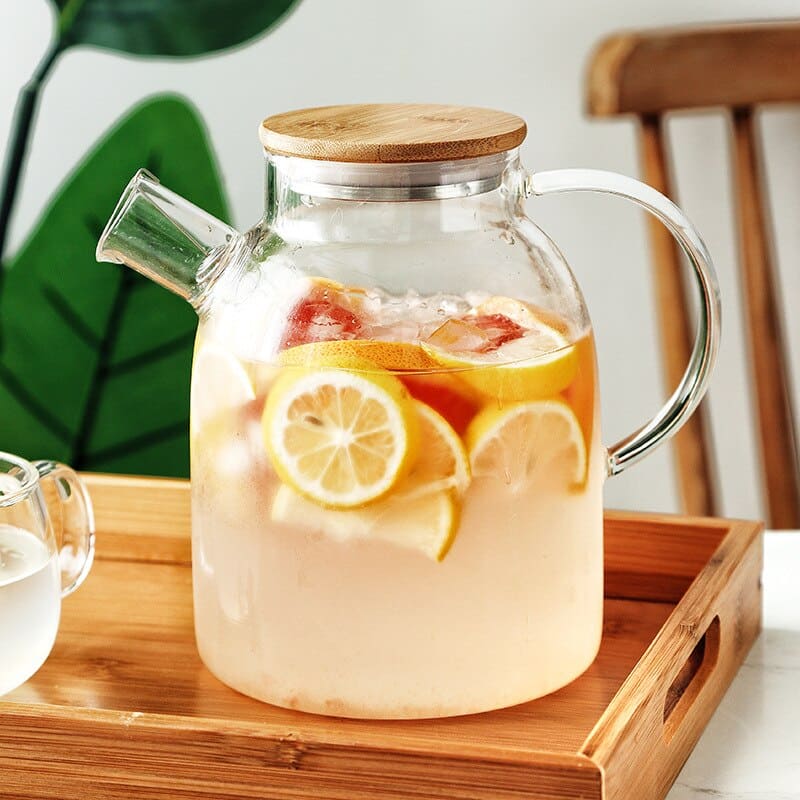 Chaleira de Vidro Borossilicato com Tampa de Bambu - Ideal para Infusões e Chás