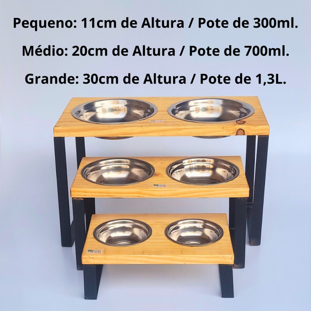 Comedouro e Bebedouro Elevado para Cães e Gatos - Acessório Prático e Confortável