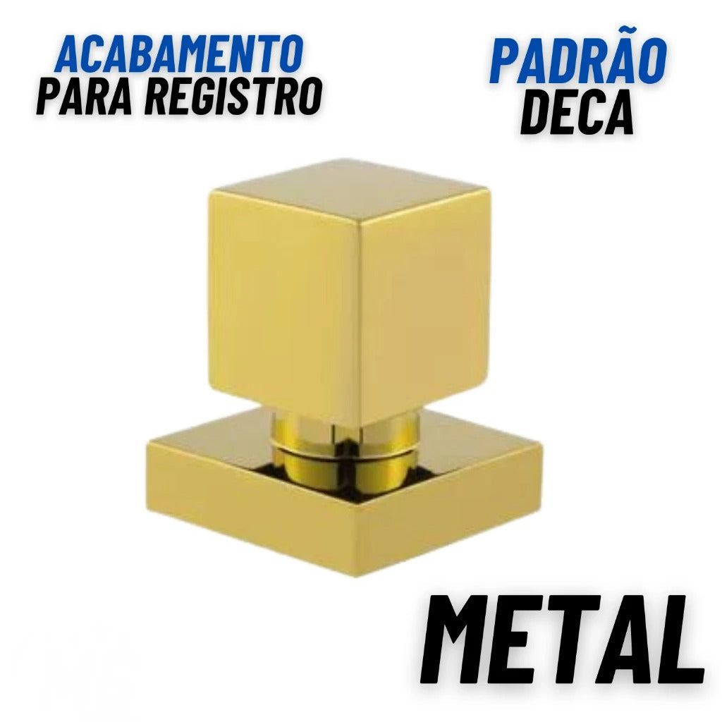 Conjunto de 2 Acabamentos Quadrados em Metal para Registro de Pressão - Acabamento Dourado