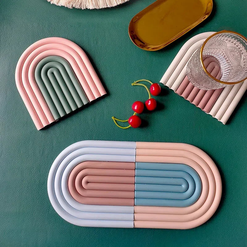 Conjunto de 2 Porta Copos de Silicone Estilo Nórdico Colorido