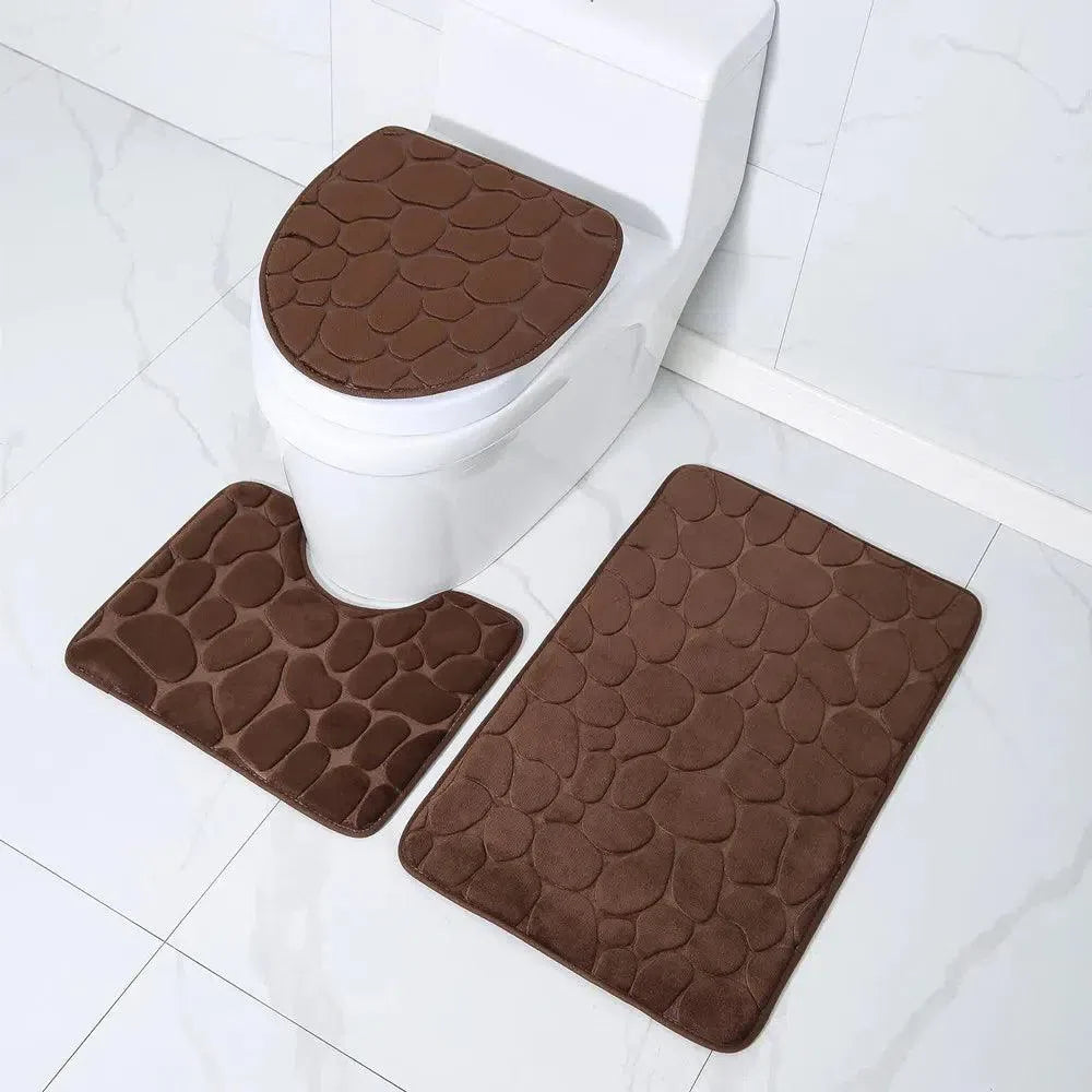 Conjunto de 3 Tapetes Antiderrapantes e Absorventes para Banheiro