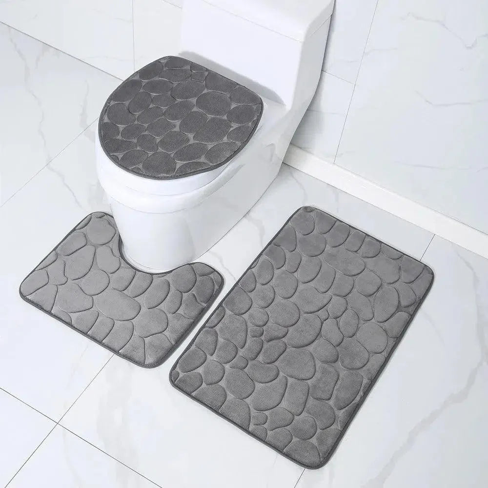 Conjunto de 3 Tapetes Antiderrapantes e Absorventes para Banheiro