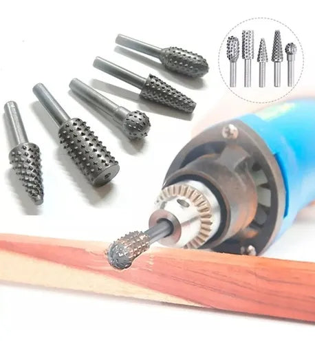 Conjunto de 5 Brocas Rotativas para Perfuração e Acabamento