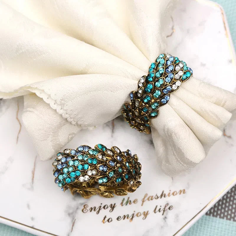 Conjunto de Anéis para Guardanapo com Strass - 10 Peças Decorativas