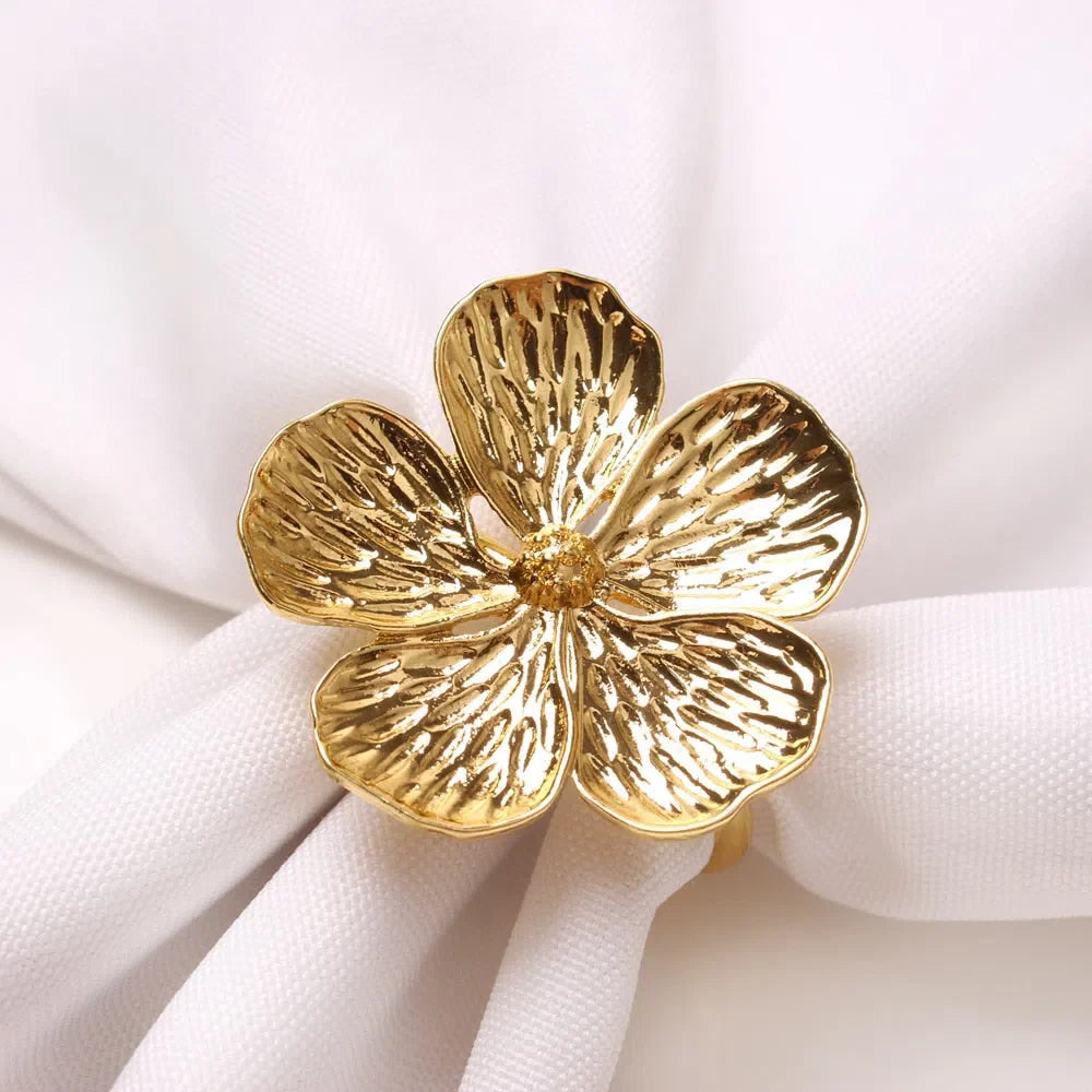 Conjunto de Anéis para Guardanapo em Formato de Flor - 6 Peças